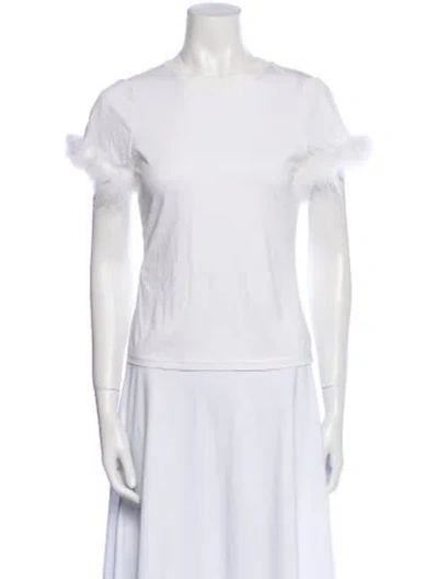 Pre-owned Cinq À Sept Crew Neck Short Sleeve T-shirt In White