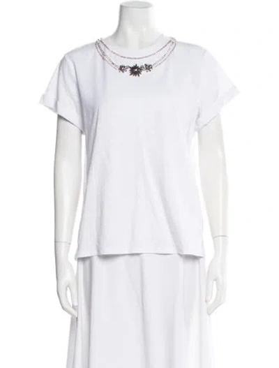 Pre-owned Cinq À Sept Crew Neck Short Sleeve T-shirt In White