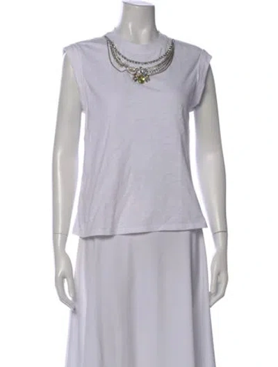 Pre-owned Cinq À Sept Crew Neck Short Sleeve T-shirt In White