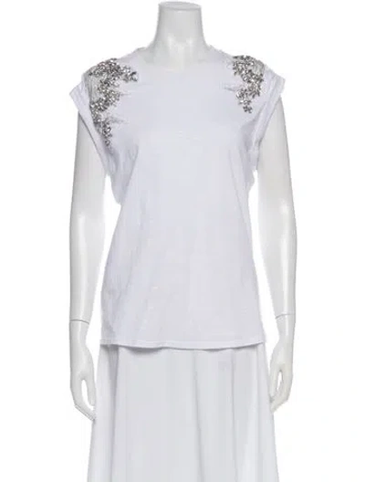 Pre-owned Cinq À Sept Crew Neck Short Sleeve T-shirt In White