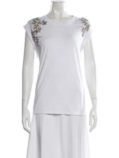 Pre-owned Cinq À Sept Crew Neck Short Sleeve T-shirt In White
