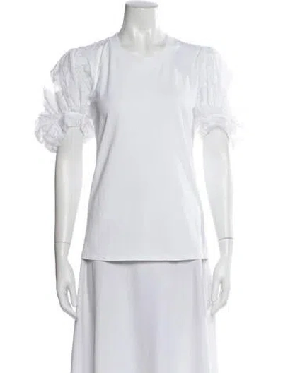 Pre-owned Cinq À Sept Crew Neck Short Sleeve T-shirt In White
