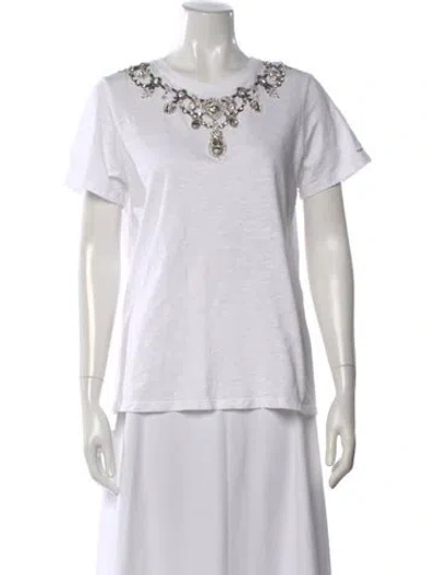 Pre-owned Cinq À Sept Crew Neck Short Sleeve T-shirt In White