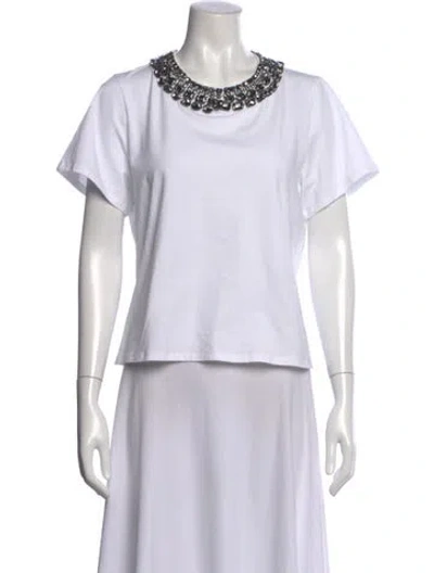 Pre-owned Cinq À Sept Crew Neck Short Sleeve T-shirt In White