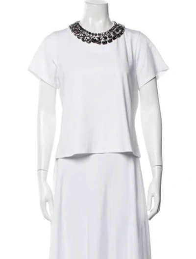 Pre-owned Cinq À Sept Crew Neck Short Sleeve T-shirt In White