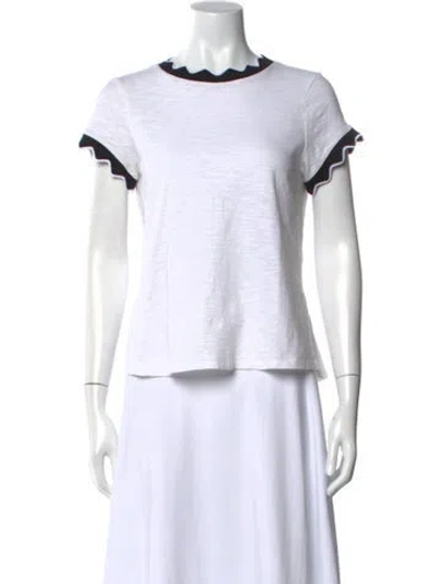 Pre-owned Cinq À Sept Crew Neck Short Sleeve T-shirt In White