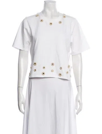 Pre-owned Cinq À Sept Crew Neck Short Sleeve T-shirt In White