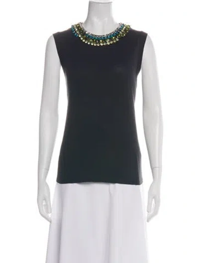 Pre-owned Cinq À Sept Crew Neck Sleeveless Top In Blue