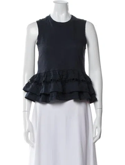 Pre-owned Cinq À Sept Crew Neck Sleeveless Top In Blue