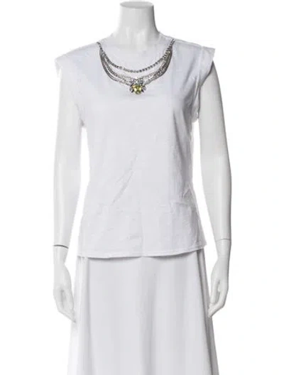 Pre-owned Cinq À Sept Crew Neck Sleeveless T-shirt In White