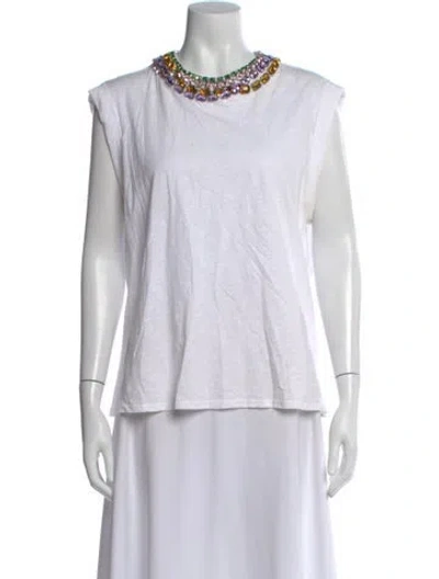 Pre-owned Cinq À Sept Crew Neck Sleeveless T-shirt In White