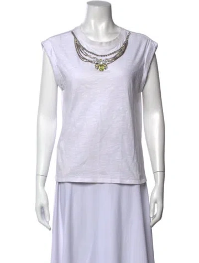 Pre-owned Cinq À Sept Crew Neck Sleeveless T-shirt In White