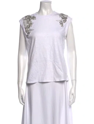 Pre-owned Cinq À Sept Crew Neck Sleeveless T-shirt In White