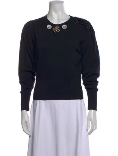 Pre-owned Cinq À Sept Crew Neck Sweater In Black