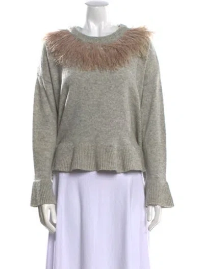 Pre-owned Cinq À Sept Crew Neck Sweater In Gray