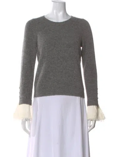 Pre-owned Cinq À Sept Crew Neck Sweater In Gray