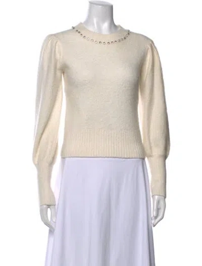 Pre-owned Cinq À Sept Crew Neck Sweater In White