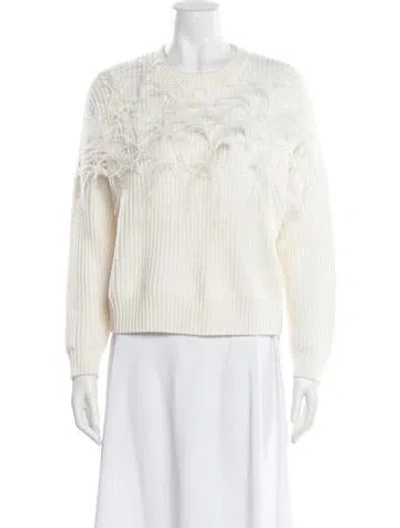 Pre-owned Cinq À Sept Crew Neck Sweater In White
