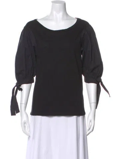 Pre-owned Cinq À Sept Crew Neck Three-quarter Sleeve Top In Black