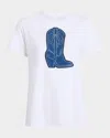 Cinq À Sept Silver Studs Denim Boot T-shirt In Neutral
