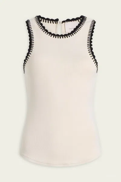 Cinq À Sept Crochet Lizzie Tank In Gardenia Black In Gray