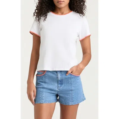 Cinq À Sept Crochet Shrunken Tee In White