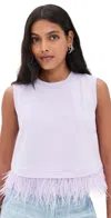 Cinq À Sept Cropped Feather Tee Light Honey Lavender In Light Honey Lavender