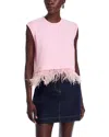 Cinq À Sept Feather-hem Cropped Sleeveless T-shirt In Venus Pink