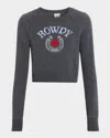 Cinq À Sept Cropped Graphic Howdy Sweater In Gray