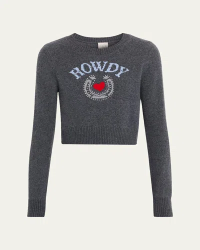 Cinq À Sept Cropped Graphic Howdy Sweater In Gray