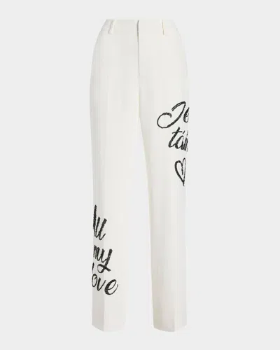 Cinq À Sept Crushed Sequin Loveletter Collins Pants In White