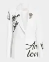 Cinq À Sept Crushed Sequin Loveletter Karlie Blazer In White