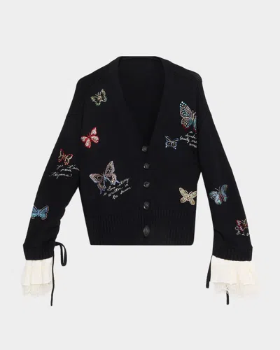 Cinq À Sept Crystal Cascade Single-breasted Blazer In Black