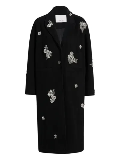 Cinq À Sept Crystal-embellished Coat In Black