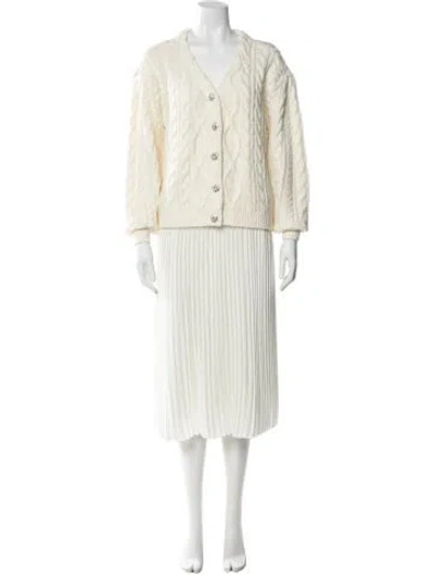 Pre-owned Cinq À Sept Crystal Embellishments Dress Set In Neutral