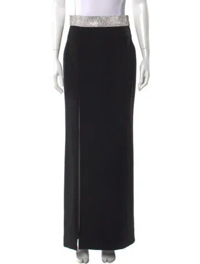 Pre-owned Cinq À Sept Crystal Embellishments Long Skirt In Black