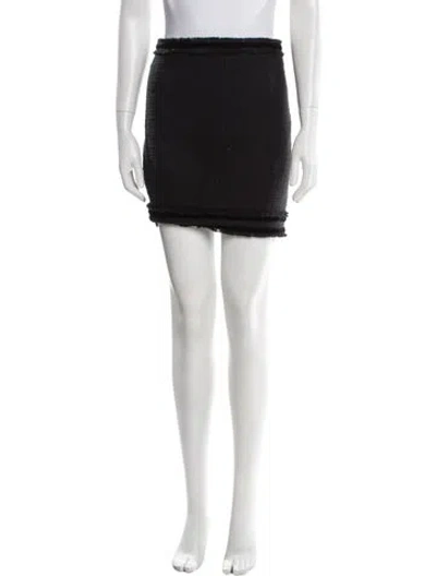 Pre-owned Cinq À Sept Crystal Embellishments Mini Skirt In Black