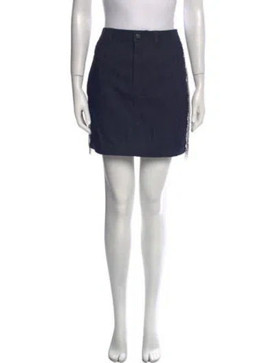 Pre-owned Cinq À Sept Crystal Embellishments Mini Skirt W/ Tags In Blue