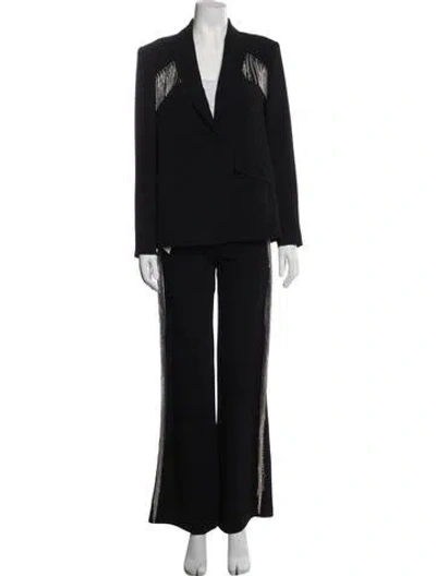 Pre-owned Cinq À Sept Crystal Embellishments Pant Set In Black
