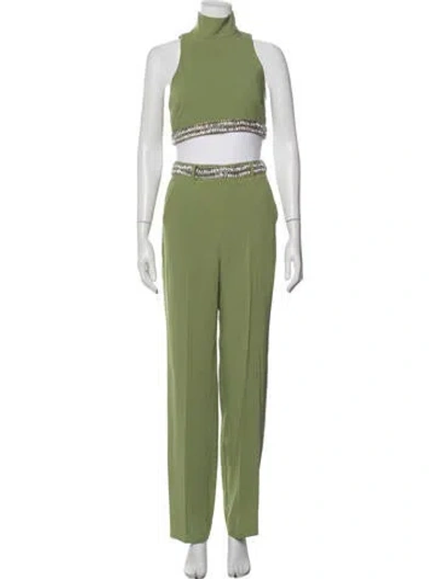 Pre-owned Cinq À Sept Crystal Embellishments Pant Set In Green
