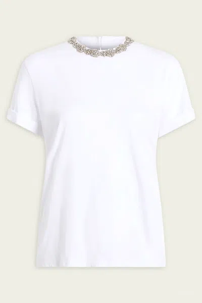 CINQ À SEPT CRYSTAL GARDEN BREE TEE IN WHITE