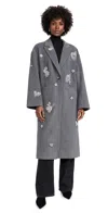 Cinq À Sept Cinq A Sept Gravis Crystal Embellished Coat In Heather Grey