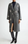 Cinq À Sept Cinq A Sept Gravis Crystal Embellished Coat In Heather Grey