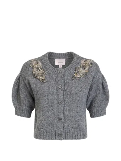 Cinq À Sept Crystal Ivy Millicent Cardigan In Gray