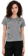 Cinq À Sept Crystal Ivy Shrunken Tee In Heather Grey Multi