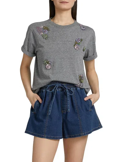 CINQ À SEPT CRYSTAL IVY SHRUNKEN TEE IN GRAY