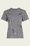 Cinq À Sept Crystal Ivy Shrunken Tee In Heather Grey Multi
