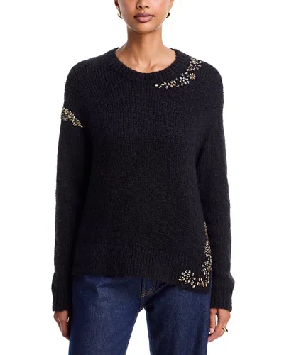 Cinq À Sept Cinq A Sept Crystal Lace Lilliana Sweater In Black