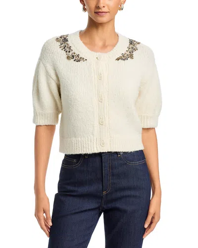Cinq À Sept Cinq A Sept Crystal Lace Millicent Cardigan Sweater In Neutral