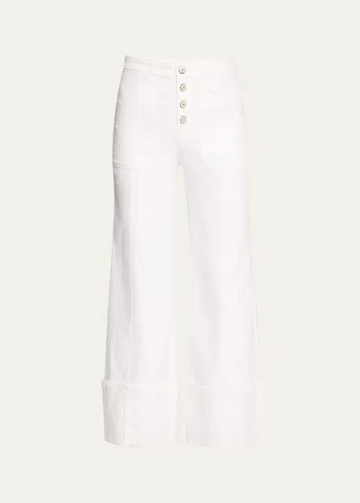 Cinq À Sept Cuffed Benji Cropped Flare Pants In White